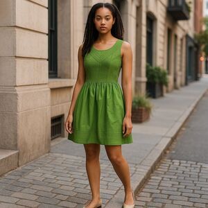 Ellen Tracy Green Pleated Bodice Sheath Dress Size 4